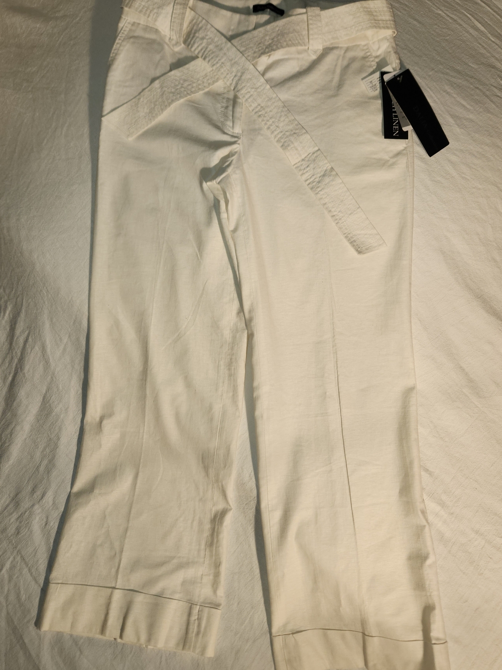 Dalia Collection White Wide-Leg Linen Pants